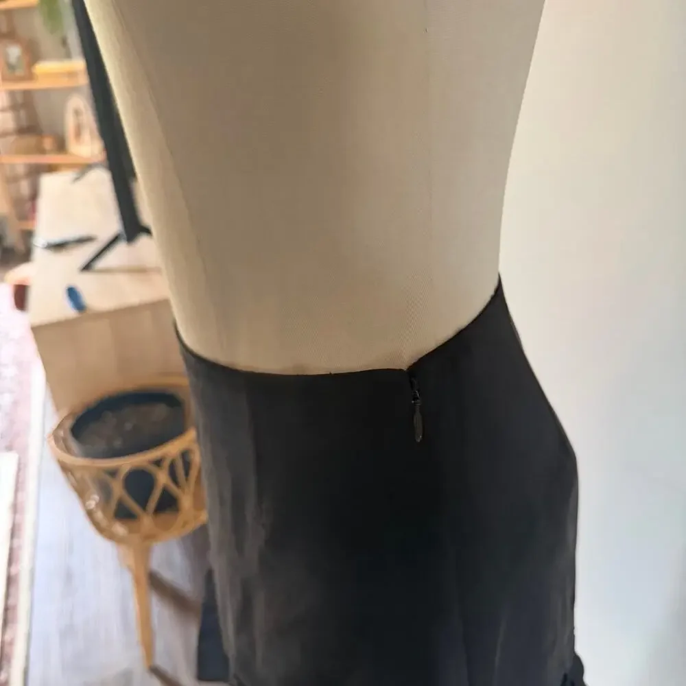 Coach Black Silk Mini Skirt 2 Floral Embroidered